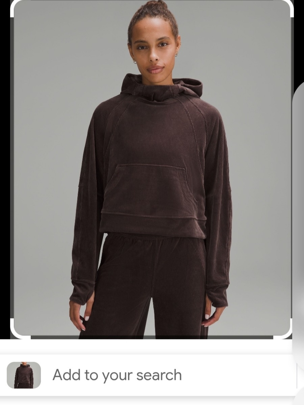 Lululemon Crop Corduroy Hoodie in Dark Brown XS/S